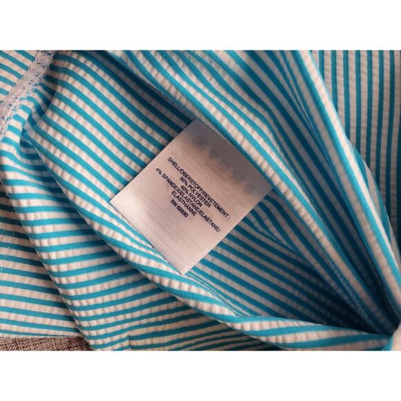 LANDS' END LARGE UPF 50 SEERSUCKER HOODED ZIP-FRONT RASH GUARD - Picture 7 of 7